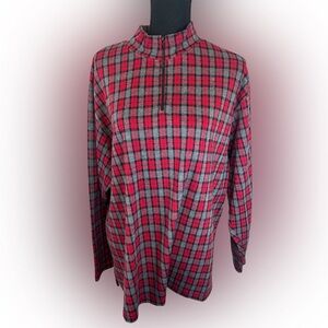 Women’s Checkered 100% Cotton Quarter Zip Shirt; Size 1X